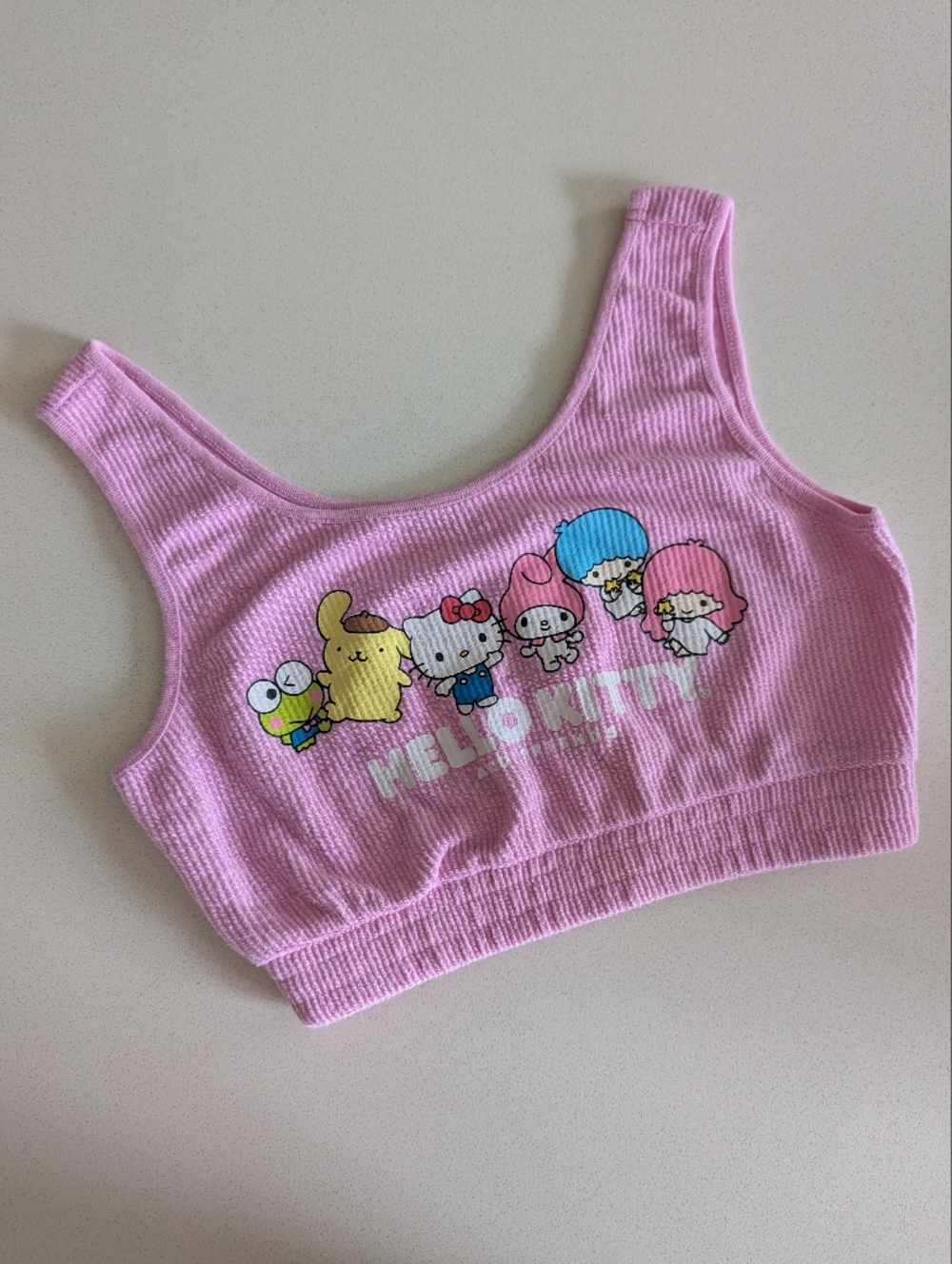 Hello Kitty & Friends Pink Ribbed Cropped Tank Top